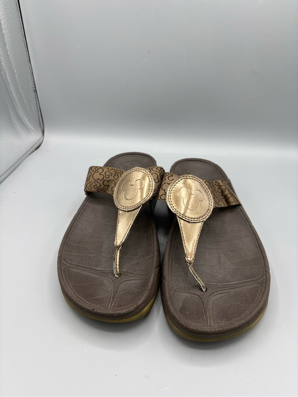FitFlop X Disney Mickey Mouse collaboration bronze flip-flops